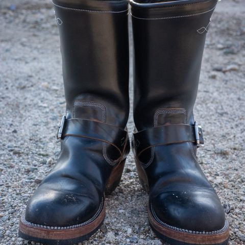 View photo of Prof Barnets Bulky Neocliffwood Engineer Boots in Maryam Black Teacore TPR Horsebutt