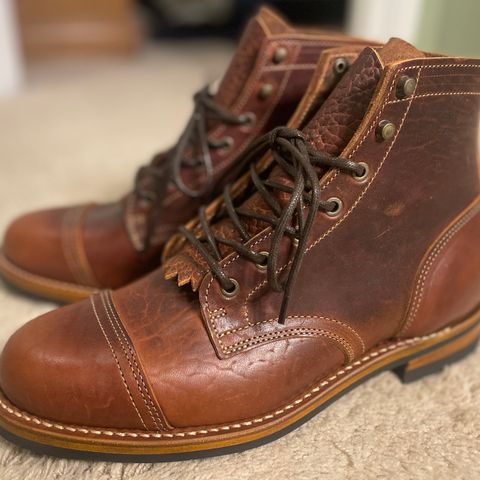 View photo of Truman Cap Toe Boot in Gallun leathers Cognac Horse Rump