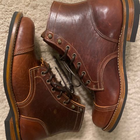 Truman Cap Toe Boot in Gallun leathers Cognac Horse Rump
