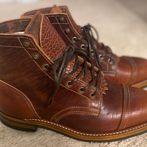 Truman Cap Toe Boot in Gallun leathers Cognac Horse Rump