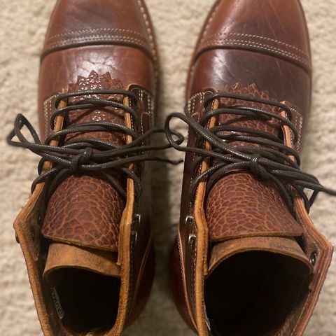 View photo of Truman Cap Toe Boot in Gallun leathers Cognac Horse Rump