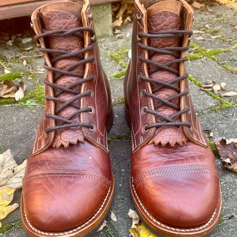 View photo of Truman Cap Toe Boot in Gallun leathers Cognac Horse Rump