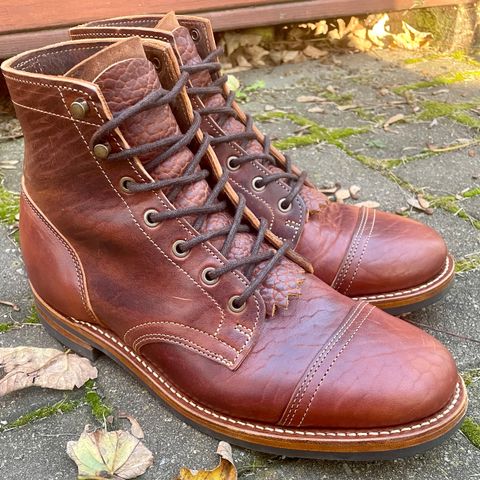 View photo of Truman Cap Toe Boot in Gallun leathers Cognac Horse Rump