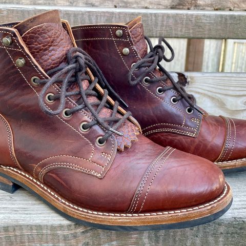 View photo of Truman Cap Toe Boot in Gallun leathers Cognac Horse Rump