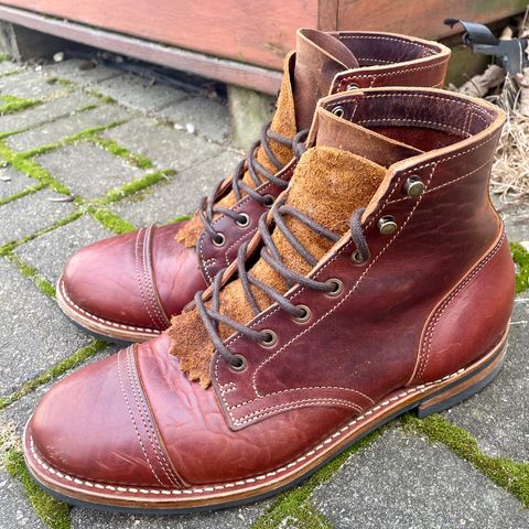 View photo of Truman Cap Toe Boot in Gallun leathers Cognac Horse Rump