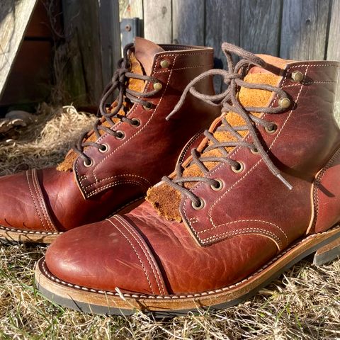Truman Cap Toe Boot in Gallun leathers Cognac Horse Rump