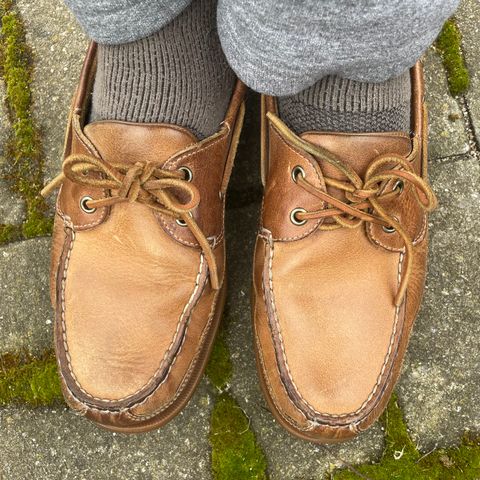 View photo of Sebago Schooner in Brown Tan Crazy Horse