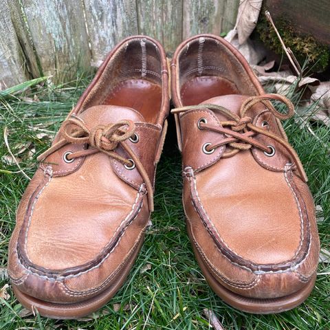 View photo of Sebago Schooner in Brown Tan Crazy Horse