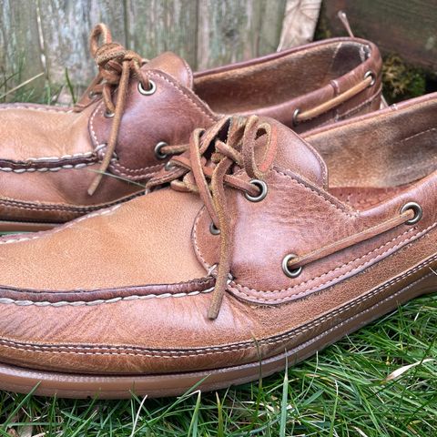 View photo of Sebago Schooner in Brown Tan Crazy Horse