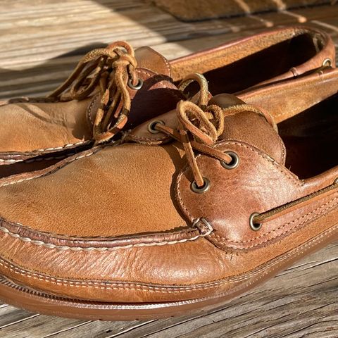 View photo of Sebago Schooner in Brown Tan Crazy Horse