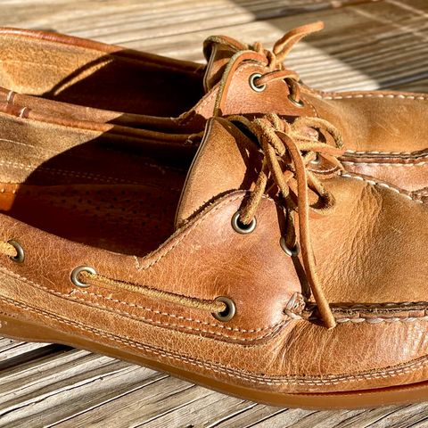 View photo of Sebago Schooner in Brown Tan Crazy Horse