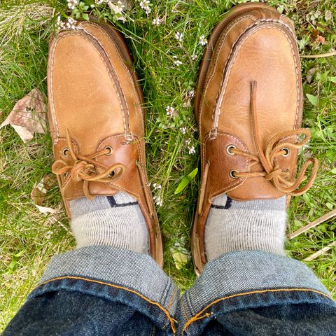 View photo of Sebago Schooner in Brown Tan Crazy Horse