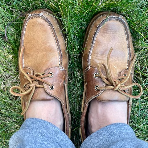 View photo of Sebago Schooner in Brown Tan Crazy Horse