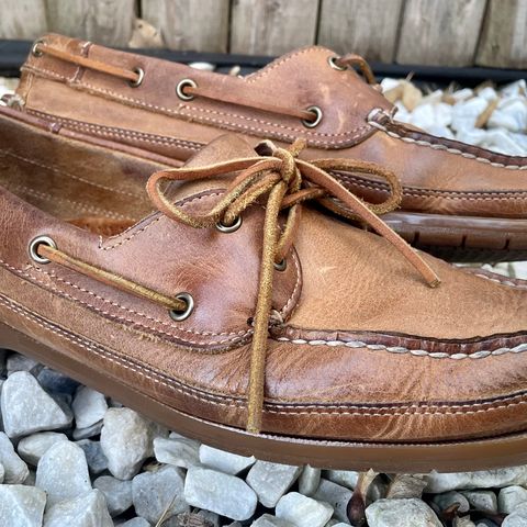 View photo of Sebago Schooner in Brown Tan Crazy Horse