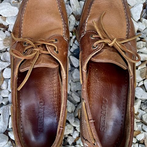 View photo of Sebago Schooner in Brown Tan Crazy Horse