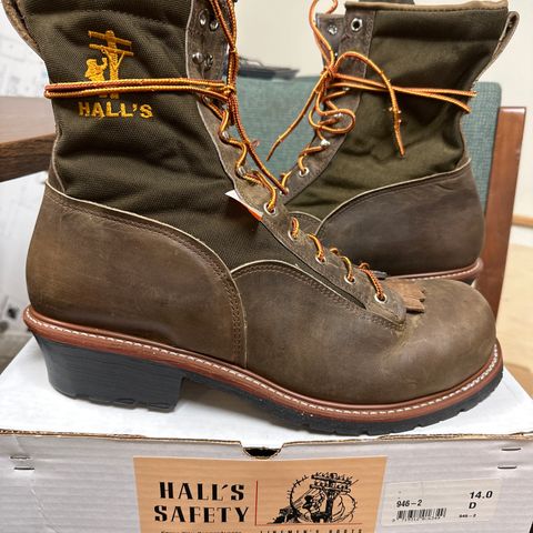 Hall's Safety Equipment Lace-To-Toe Lineman Boot in Brown Crazy Horse Oiled Leather