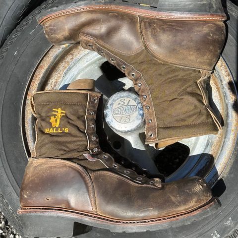 Hall's Safety Equipment Lace-To-Toe Lineman Boot in Brown Crazy Horse Oiled Leather