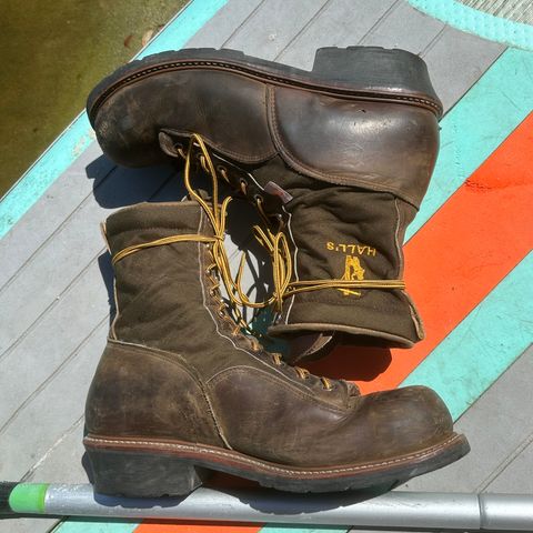 Hall's Safety Equipment Lace-To-Toe Lineman Boot in Brown Crazy Horse Oiled Leather