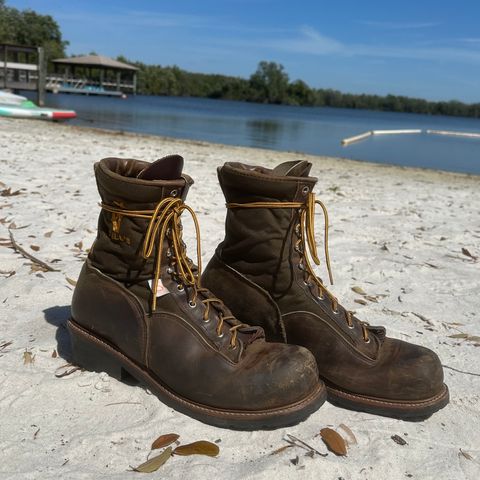 Hall's Safety Equipment Lace-To-Toe Lineman Boot in Brown Crazy Horse Oiled Leather