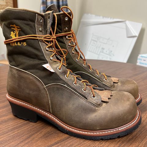 Hall's Safety Equipment Lace-To-Toe Lineman Boot in Brown Crazy Horse Oiled Leather