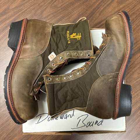 Hall's Safety Equipment Lace-To-Toe Lineman Boot in Brown Crazy Horse Oiled Leather