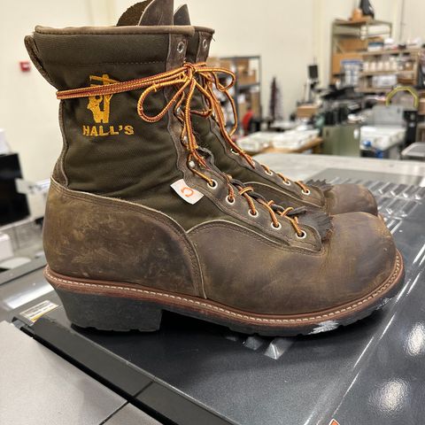 Hall's Safety Equipment Lace-To-Toe Lineman Boot in Brown Crazy Horse Oiled Leather