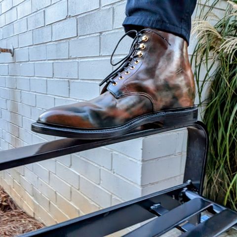 Grant Stone Edward Boot in Horween Marbled Black Shell Cordovan