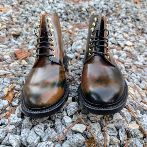 Grant Stone Edward Boot in Horween Marbled Black Shell Cordovan