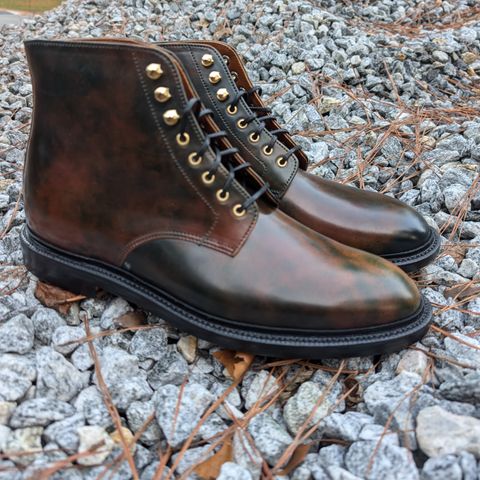 Grant Stone Edward Boot in Horween Marbled Black Shell Cordovan