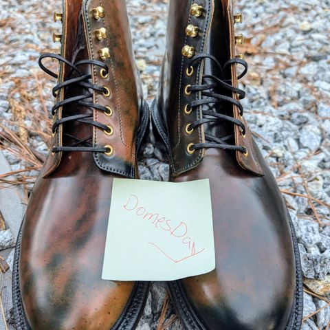 Grant Stone Edward Boot in Horween Marbled Black Shell Cordovan