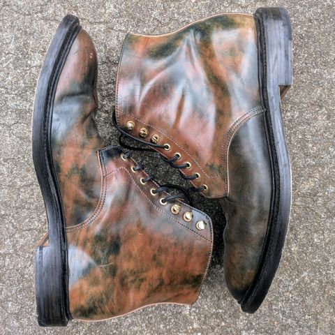 Grant Stone Edward Boot in Horween Marbled Black Shell Cordovan