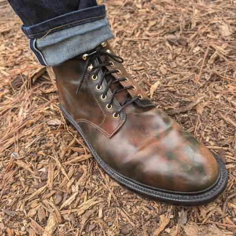 Grant Stone Edward Boot in Horween Marbled Black Shell Cordovan