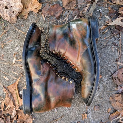 Grant Stone Edward Boot in Horween Marbled Black Shell Cordovan