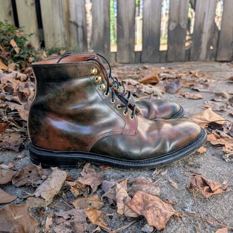 Grant Stone Edward Boot in Horween Marbled Black Shell Cordovan