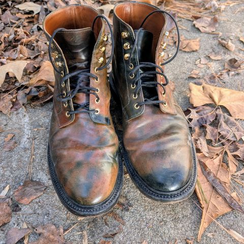 Grant Stone Edward Boot in Horween Marbled Black Shell Cordovan