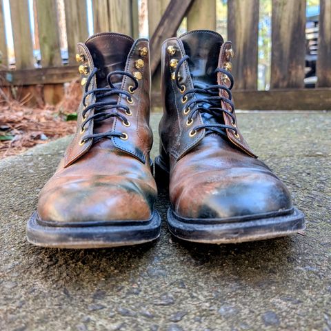 Grant Stone Edward Boot in Horween Marbled Black Shell Cordovan