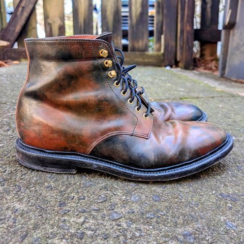Grant Stone Edward Boot in Horween Marbled Black Shell Cordovan