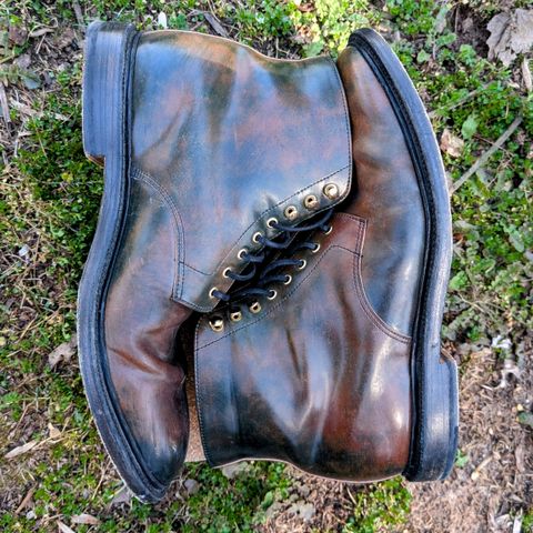 Grant Stone Edward Boot in Horween Marbled Black Shell Cordovan