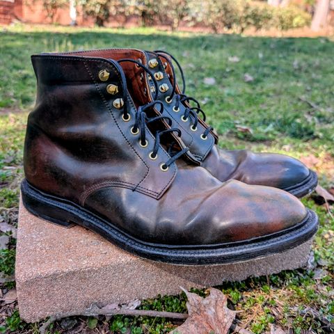 Grant Stone Edward Boot in Horween Marbled Black Shell Cordovan