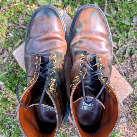 Grant Stone Edward Boot in Horween Marbled Black Shell Cordovan