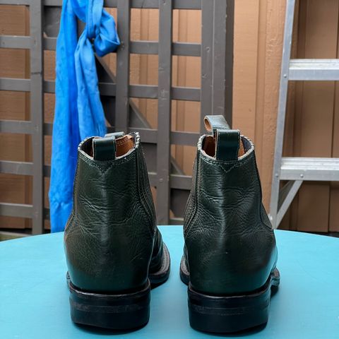 View photo of Dierkes Covered gusset Chelsea Boot in Conceria Puccini Attilio Dark Green Koala