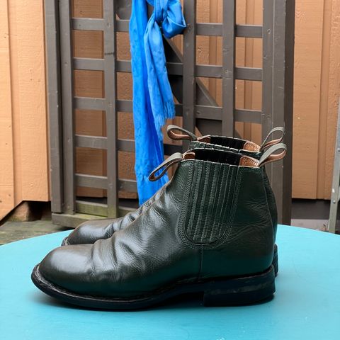 View photo of Dierkes Covered gusset Chelsea Boot in Conceria Puccini Attilio Dark Green Koala