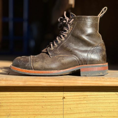 View photo of Bordon Tukano Boots in Wickett & Craig Olive H Latigo