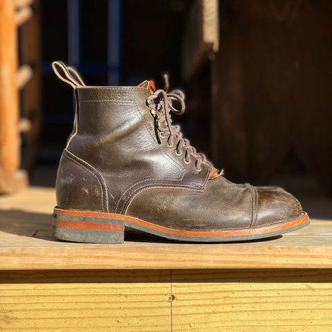 View photo of Bordon Tukano Boots in Wickett & Craig Olive H Latigo