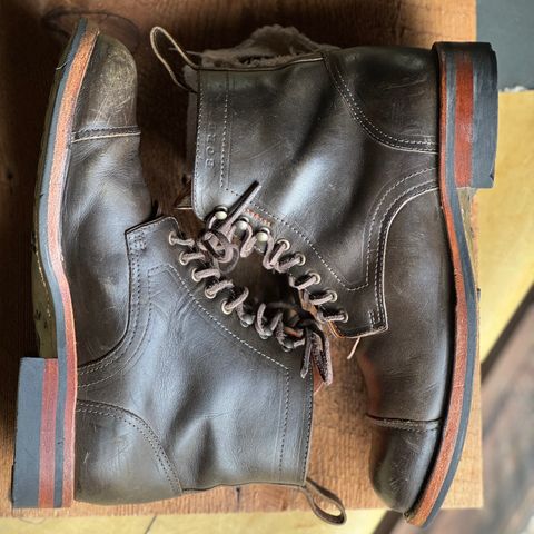 View photo of Bordon Tukano Boots in Wickett & Craig Olive H Latigo