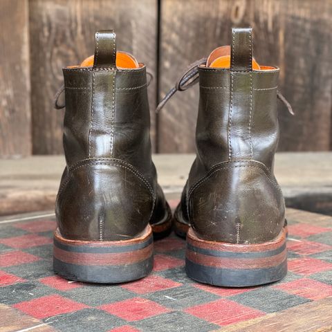 View photo of Bordon Tukano Boots in Wickett & Craig Olive H Latigo