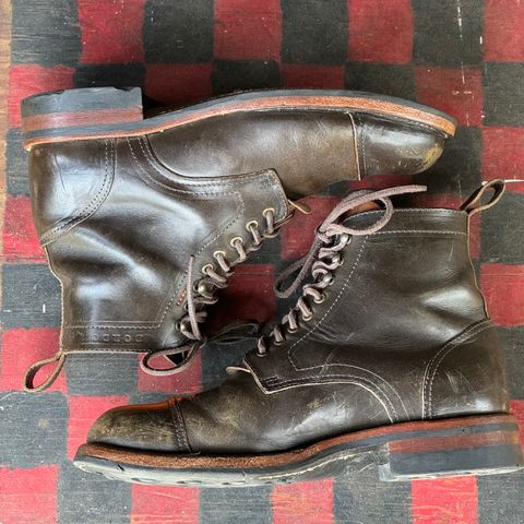 View photo of Bordon Tukano Boots in Wickett & Craig Olive H Latigo