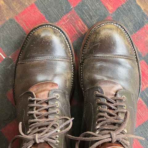 View photo of Bordon Tukano Boots in Wickett & Craig Olive H Latigo