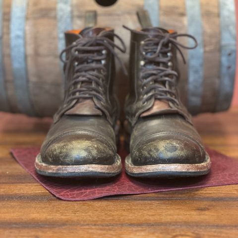 View photo of Bordon Tukano Boots in Wickett & Craig Olive H Latigo