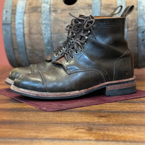 View photo of Bordon Tukano Boots in Wickett & Craig Olive H Latigo